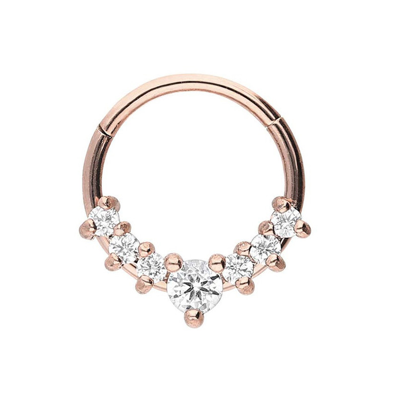 Inel pentru nas cu segment de oțel chirurgical 316L Septum Zircon Clicker Cartilajul urechii Helix Daith Hoop Piercing Bijuterii