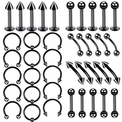 40 ΤΕΜ. Χειρουργικό Ατσάλινο Κόσμημα Περσικό Σώμα Παρτίδα Μύτη Δαχτυλίδι Γλώσσα Μπάρα Παρτίδα Σετ τρυπήματος Labret Σετ Πέταλο Πέταλο Δαχτυλίδι Παρτίδα