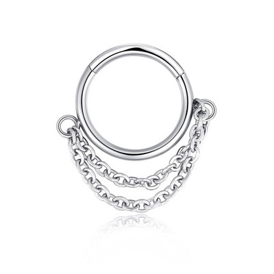 1 buc Inel pentru nas din oțel chirurgical Piercing pentru sept segment cu balamale Cercei pentru cartilajul urechii cu cerc Helix Bijuterii pentru corp de culoare argintie