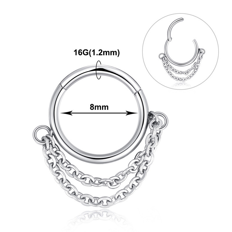 1 buc Inel pentru nas din oțel chirurgical Piercing pentru sept segment cu balamale Cercei pentru cartilajul urechii cu cerc Helix Bijuterii pentru corp de culoare argintie