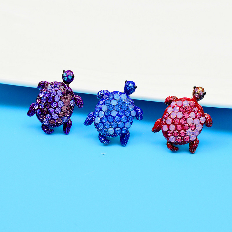 CINDY XIANG Broșe cu broaște țestoasă mici cu stras pentru femei, 3 culori disponibile, accesorii din aliaj de modă pentru animale, nou sosire 2022