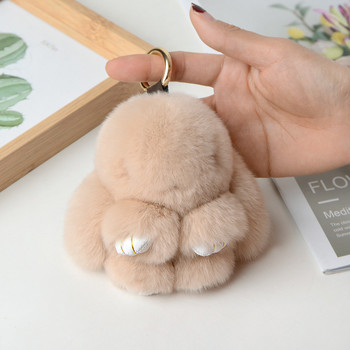 Μπρελόκ 10cm Mini Fluffy Real Fur Pompon Bunny Γυναικεία κορίτσια Χαριτωμένο βελούδινο μπρελόκ με κουνέλι σε τσάντα Κοσμήματα Γαμήλιο πάρτι Παιχνίδι δώρο για παιδιά