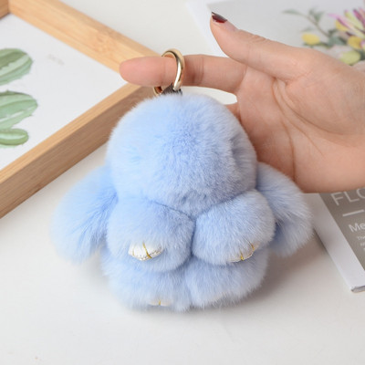 10 cm Mini kohev ehtsast karusnahast pompon jänku võtmehoidja naistele tüdrukutele armas plüüsist jänese võtmehoidja koti peal Ehted pulmapeo mänguasi lapsele kingitus