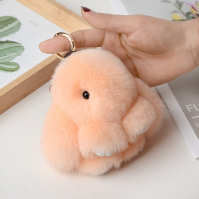 10 cm Mini kohev ehtsast karusnahast pompon jänku võtmehoidja naistele tüdrukutele armas plüüsist jänese võtmehoidja koti peal Ehted pulmapeo mänguasi lapsele kingitus