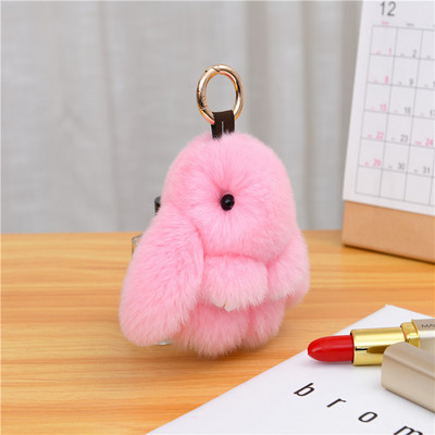 10 cm Mini kohev ehtsast karusnahast pompon jänku võtmehoidja naistele tüdrukutele armas plüüsist jänese võtmehoidja koti peal Ehted pulmapeo mänguasi lapsele kingitus