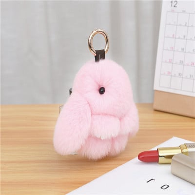 10 cm Mini kohev ehtsast karusnahast pompon jänku võtmehoidja naistele tüdrukutele armas plüüsist jänese võtmehoidja koti peal Ehted pulmapeo mänguasi lapsele kingitus