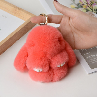 10 cm Mini kohev ehtsast karusnahast pompon jänku võtmehoidja naistele tüdrukutele armas plüüsist jänese võtmehoidja koti peal Ehted pulmapeo mänguasi lapsele kingitus