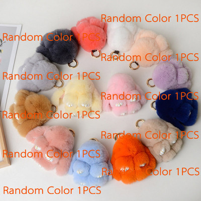 10 cm Mini kohev ehtsast karusnahast pompon jänku võtmehoidja naistele tüdrukutele armas plüüsist jänese võtmehoidja koti peal Ehted pulmapeo mänguasi lapsele kingitus