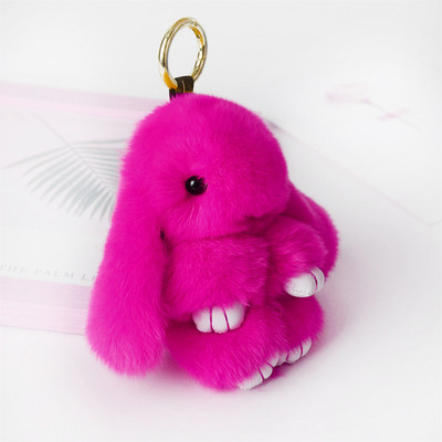 10 cm Mini kohev ehtsast karusnahast pompon jänku võtmehoidja naistele tüdrukutele armas plüüsist jänese võtmehoidja koti peal Ehted pulmapeo mänguasi lapsele kingitus