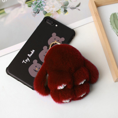 10 cm Mini kohev ehtsast karusnahast pompon jänku võtmehoidja naistele tüdrukutele armas plüüsist jänese võtmehoidja koti peal Ehted pulmapeo mänguasi lapsele kingitus