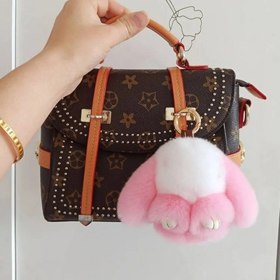 10 cm Mini kohev ehtsast karusnahast pompon jänku võtmehoidja naistele tüdrukutele armas plüüsist jänese võtmehoidja koti peal Ehted pulmapeo mänguasi lapsele kingitus