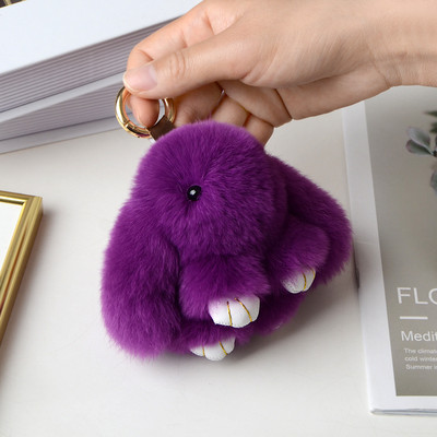 10 cm Mini kohev ehtsast karusnahast pompon jänku võtmehoidja naistele tüdrukutele armas plüüsist jänese võtmehoidja koti peal Ehted pulmapeo mänguasi lapsele kingitus