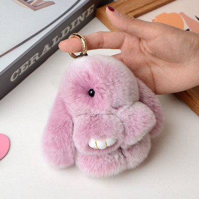 10 cm Mini kohev ehtsast karusnahast pompon jänku võtmehoidja naistele tüdrukutele armas plüüsist jänese võtmehoidja koti peal Ehted pulmapeo mänguasi lapsele kingitus