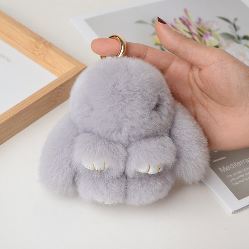 10 cm Mini kohev ehtsast karusnahast pompon jänku võtmehoidja naistele tüdrukutele armas plüüsist jänese võtmehoidja koti peal Ehted pulmapeo mänguasi lapsele kingitus