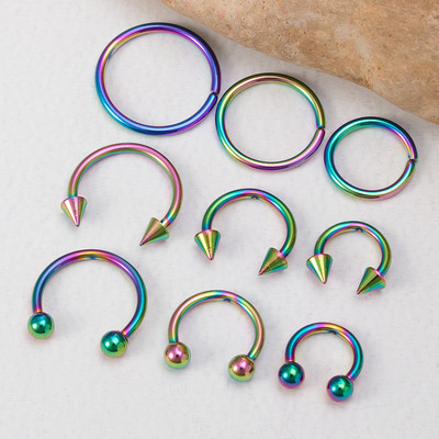 9 buc Cercei cerc Smiley Nas Inel Septum Real Piercing Bar Set Ureche Cartilaj Tragus Helix Lip BCR Circular Barbell Bijuterii 16G