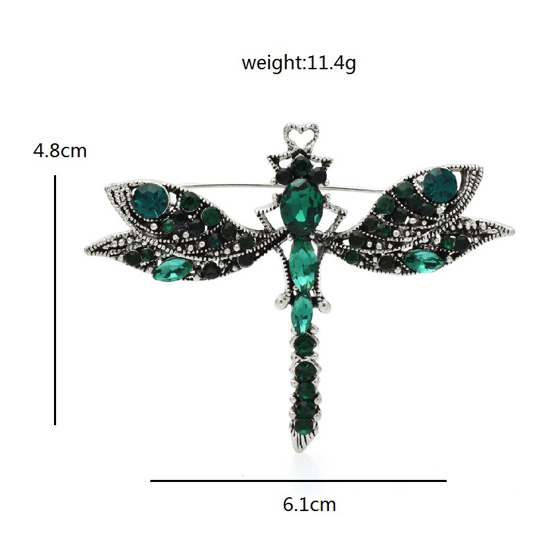 Wuli&baby Broșe vintage cu libelule pentru femei unisex 2 culori strasuri stil palat insecte petrecere birou broșă pin cadouri