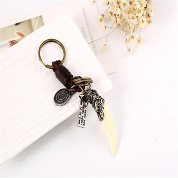 Κρεμαστό μπρελόκ Wolf Κρεμαστό μπρελόκ Wolf Teeth Keyring Animal Charms Norse Viking φυλαχτό Μπρελόκ Μπρελόκ Δώρο κοσμήματος B158