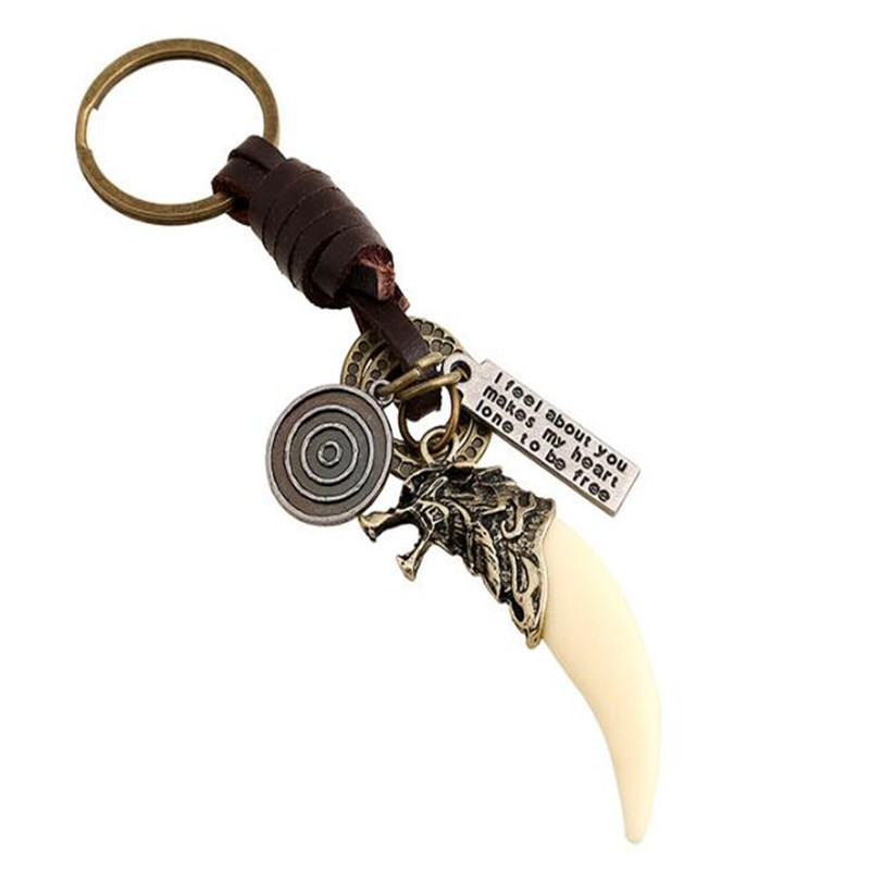 Wolf medál kulcstartó Wolf fogak kulcstartó állati bűbáj skandináv viking amulett kulcstartó kulcstartó ékszer ajándék B158