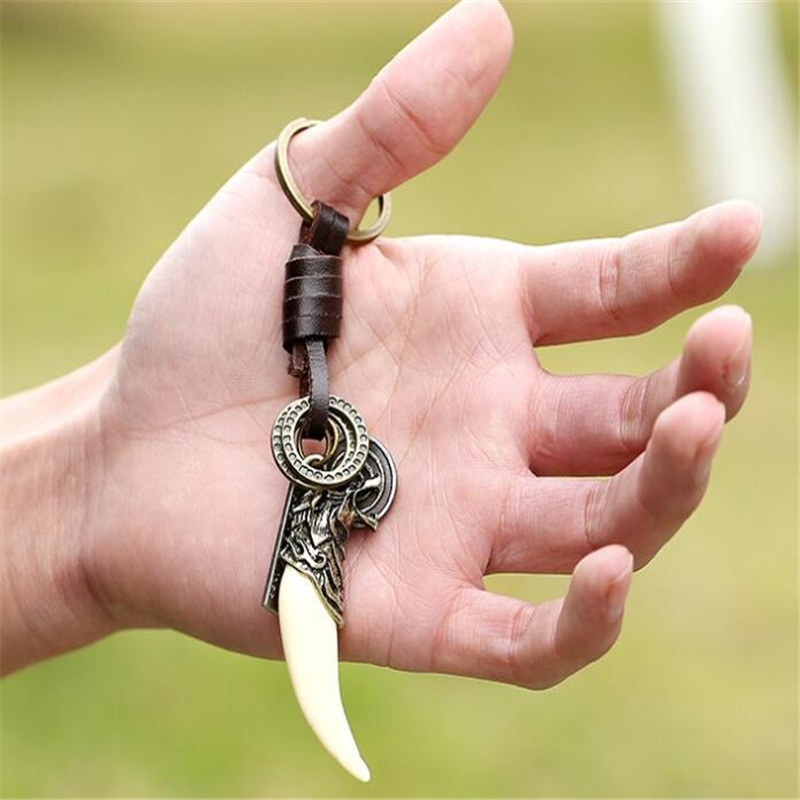 Wolf medál kulcstartó Wolf fogak kulcstartó állati bűbáj skandináv viking amulett kulcstartó kulcstartó ékszer ajándék B158