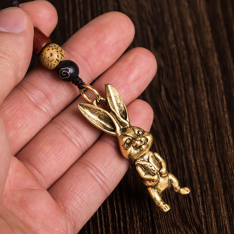 Figúrky zvierat a králikov zverokruhu, mosadzné prívesky na kľúče od auta, vintage DIY šnúrka na krk, závesné šperky pre ženy a mužov, dekorácia na kľúče, darček