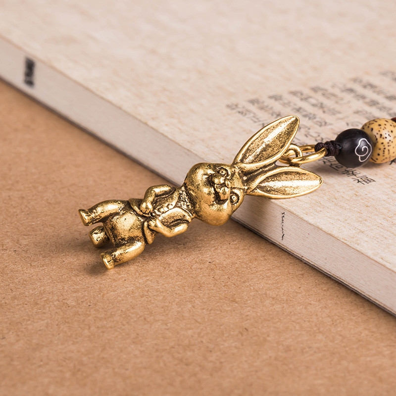 Figúrky zvierat a králikov zverokruhu, mosadzné prívesky na kľúče od auta, vintage DIY šnúrka na krk, závesné šperky pre ženy a mužov, dekorácia na kľúče, darček