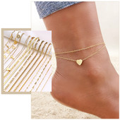 2-3 bucăți/set Boemia cu mai multe straturi gleznă pentru femei, gleznă elegantă pe picior, bijuterii pentru plajă, lungime reglabilă