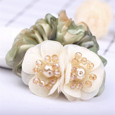 mados Elegantiškos gėlės Scrunchies Moterys Merginos Elastiniai Plaukai Guminės juostelės Aksesuarai Plaukų kaklaraištis Žiedas Virvelė Arklio uodegos laikiklis galvos apdangalas