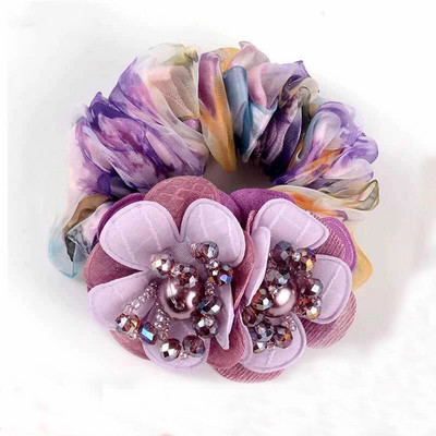 mados Elegantiškos gėlės Scrunchies Moterys Merginos Elastiniai Plaukai Guminės juostelės Aksesuarai Plaukų kaklaraištis Žiedas Virvelė Arklio uodegos laikiklis galvos apdangalas