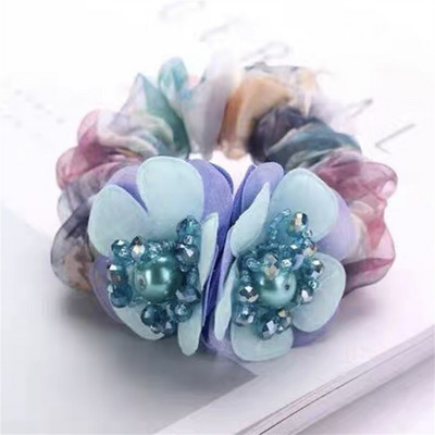 mados Elegantiškos gėlės Scrunchies Moterys Merginos Elastiniai Plaukai Guminės juostelės Aksesuarai Plaukų kaklaraištis Žiedas Virvelė Arklio uodegos laikiklis galvos apdangalas