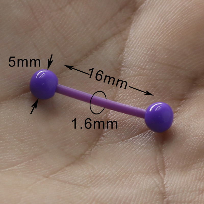 10 bucăți mixte de culoare bomboană bară bilă din plastic limbă industrial piercing unghii flexibile femei Stud bijuterii pentru corp accesorii