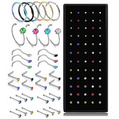 40/60 tk Crystal Stud ninarõngaste komplekt 1,8mm roostevabast terasest ninarõngaste komplekt Lshape Indian Nose Stud Pack Piercing Nariz Hoop Ehted