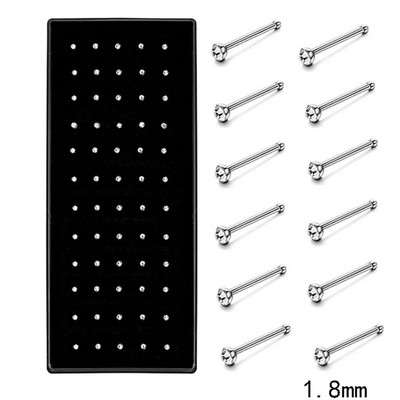 40/60 DB Crystal Stud orrgyűrű készlet 1,8 mm-es rozsdamentes acél orrkarika szett Lshape indiai orrcsapos csomag Piercing Nariz Hoop ékszer