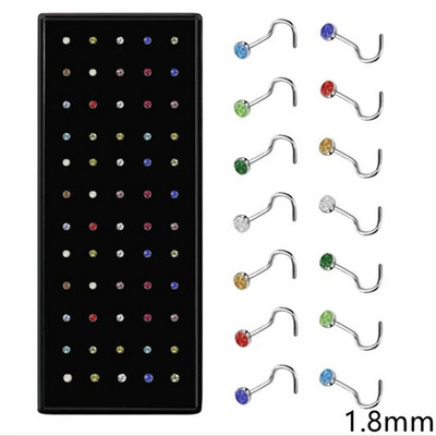 40/60 tk Crystal Stud ninarõngaste komplekt 1,8mm roostevabast terasest ninarõngaste komplekt Lshape Indian Nose Stud Pack Piercing Nariz Hoop Ehted