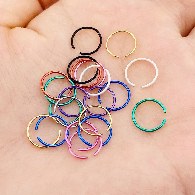 40/60 tk Crystal Stud ninarõngaste komplekt 1,8mm roostevabast terasest ninarõngaste komplekt Lshape Indian Nose Stud Pack Piercing Nariz Hoop Ehted