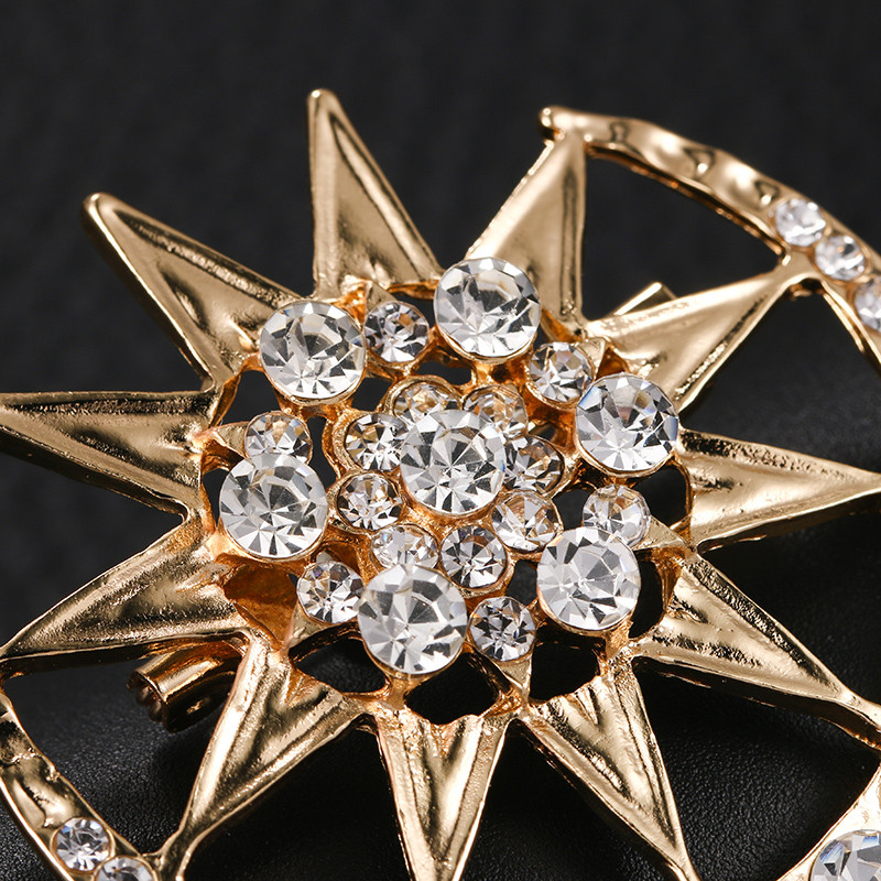 baiduqiandu Nou Sosire Strasuri Broșe Steaua și Lună pentru Femei sau Bărbați