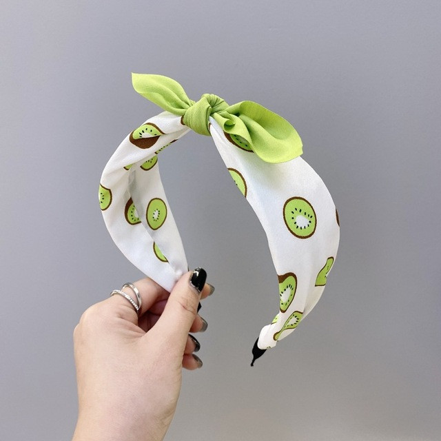 Fată de modă bentiță din țesătură cu flori și fructe, noua culoare drăguță, cu fundă, cu margine largă, bentita din burete, accesorii pentru păr pentru femei