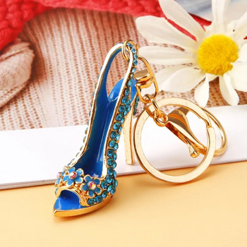 Луксозни кристали Ключодържател за обувки на висок ток Дамски кристални сандали Ключодържател Дамска чанта Висулка за кола Аксесоари за момичета Жени Подаръци