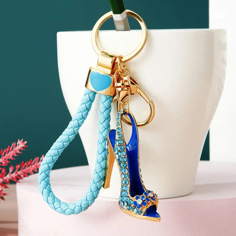 Luksuslik Rhinestone kõrge kontsaga kinga võtmehoidja naistele kristallsandaalid võtmehoidja käekott Auto ripatsite aksessuaarid tüdrukutele naistele kingitused