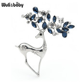 Wuli&baby Broșe cu strasuri zâne cerb pentru femei unisex Crăciun Anul Nou Broșă Pin Cadouri
