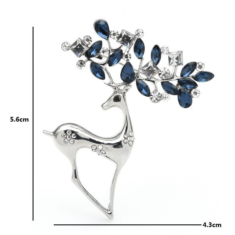 Wuli&baby Broșe cu strasuri zâne cerb pentru femei unisex Crăciun Anul Nou Broșă Pin Cadouri
