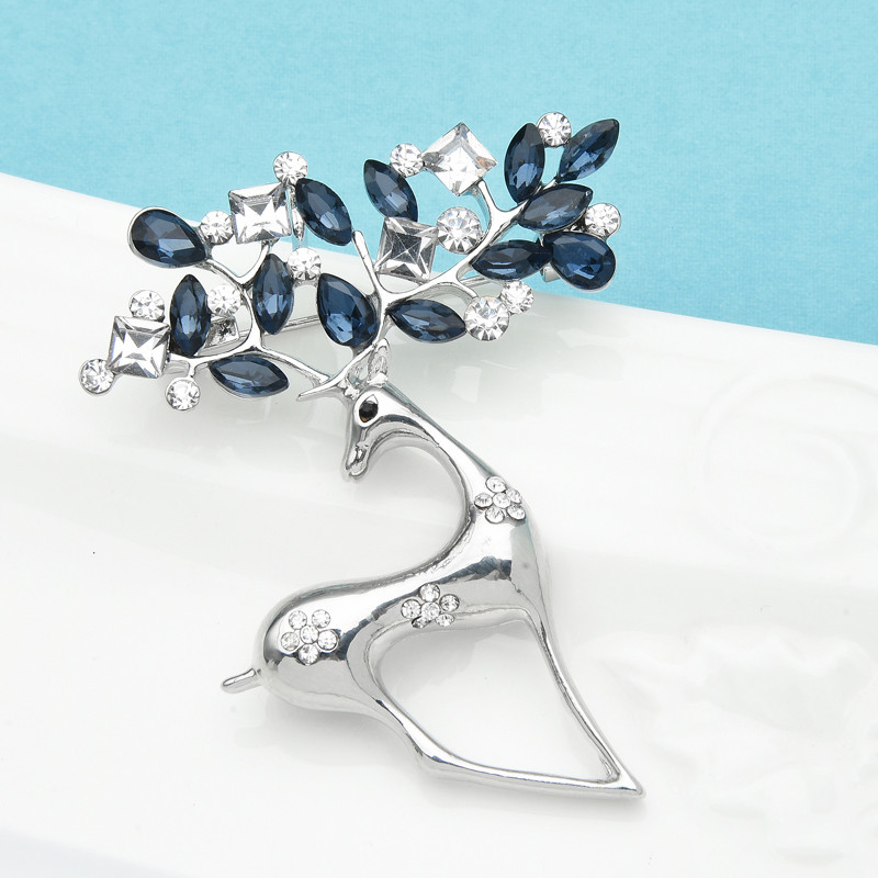 Wuli&baby Broșe cu strasuri zâne cerb pentru femei unisex Crăciun Anul Nou Broșă Pin Cadouri
