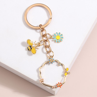 Breloc drăguț emailat Fluture Sakura Inel cheie Breloc de grădină Breloc de grădină Cadouri de prietenie pentru femei, fete, bijuterii lucrate manual