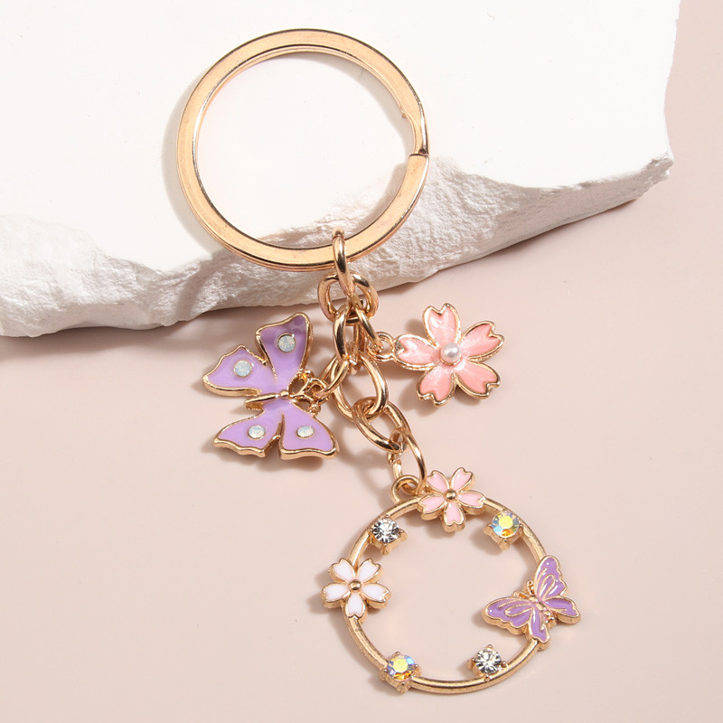 Breloc drăguț emailat Fluture Sakura Inel cheie Breloc de grădină Breloc de grădină Cadouri de prietenie pentru femei, fete, bijuterii lucrate manual