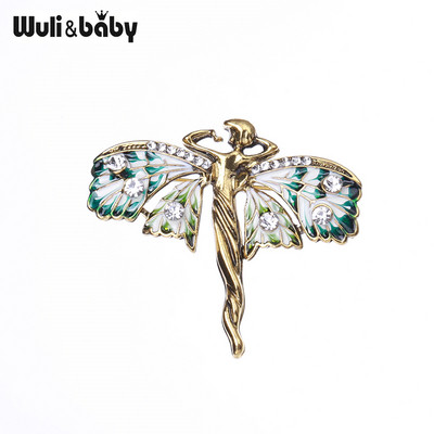 Wuli&baby leptir vilinski broševi za žene Unisex emajlirana figura anđela u 2 boje Party uredski broš igle Pokloni