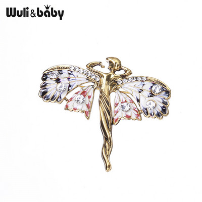 Wuli&baby leptir vilinski broševi za žene Unisex emajlirana figura anđela u 2 boje Party uredski broš igle Pokloni