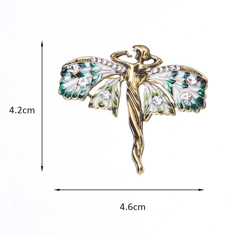 Wuli&baby leptir vilinski broševi za žene Unisex emajlirana figura anđela u 2 boje Party uredski broš igle Pokloni