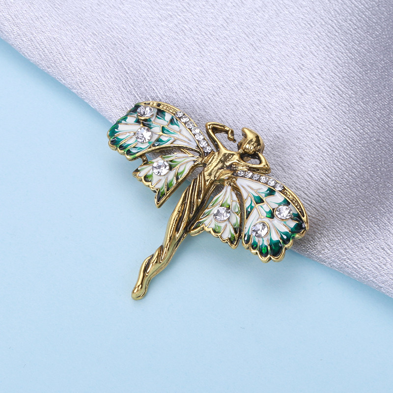 Wuli&baby leptir vilinski broševi za žene Unisex emajlirana figura anđela u 2 boje Party uredski broš igle Pokloni