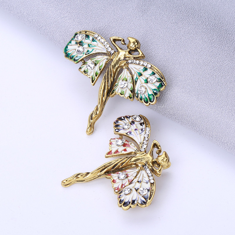 Wuli&baby leptir vilinski broševi za žene Unisex emajlirana figura anđela u 2 boje Party uredski broš igle Pokloni