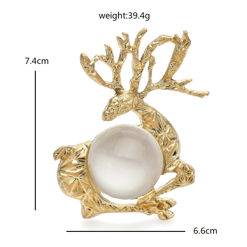 Wuli&baby Broșe de căprioară din rășină pentru femei, unisex, 2 culori, design nou, Crăciun, Anul Nou, căprior, petrecere cu animale, broșă de birou, cadouri