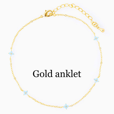 New ins Creative Blue Flower gleznă drăguț cupru placat cu aur zircon gleznă lanț pentru femei fete bijuterii de modă cadou